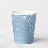 Glittery Light Blue Folie Sweet 16 Papieren Bekers (Voorkant)