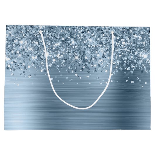 Glittery Light Blue Glam Name Groot Cadeauzakje (Achterkant)