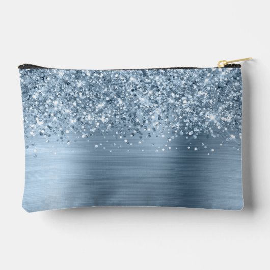 Glittery Light Blue Glam Script Name Etui (Achterkant)