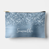 Glittery Light Blue Glam Script Name Etui (Voorkant)