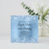 Glittery Light Blue Shimmer Folie Fancy Monogram Kaart (Staand voorkant)