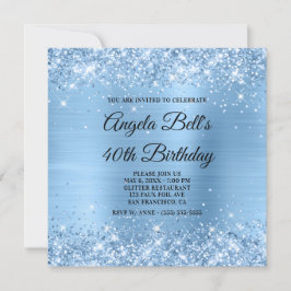 Glittery Light Blue Shimmer Folie Fancy Monogram Kaart