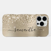 Glittery Light Gold Metallic Girly Signature iPhone Hoesje (Achterkant horizontaal)