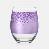 Glittery Light Purple Glam Name Wijnglas Zonder Voet (Achterkant)
