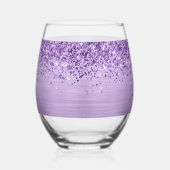 Glittery Light Purple Glam Name Wijnglas Zonder Voet (Rechts)