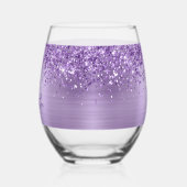 Glittery Light Purple Glam Name Wijnglas Zonder Voet (Links)
