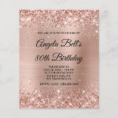 Glittery Light Roos Gold 80th Birthday Paper Flyer (Voorkant)