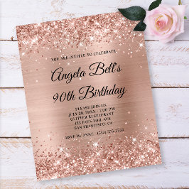 Glittery Light Roos Gold 90th Birthday Paper Flyer