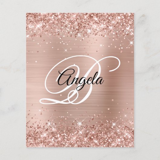 Glittery Light Roos Gold 90th Birthday Paper Flyer (Achterkant)