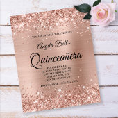 Glittery Light Roos Gold Quinceañera Paper Flyer