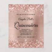 Glittery Light Roos Gold Quinceañera Paper Flyer (Voorkant)