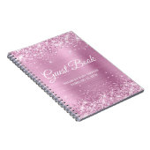 Glittery Light Roos Roze Baby shower Guestbook Notitieboek (Rechterzijde)