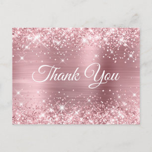 Glittery Light roze Folie Baby shower Dank u wel Briefkaart