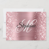 Glittery Light roze Folie Monogram 50th Birthday Kaart (Achterkant)