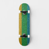 Glittery Look Gold Green and Blue Sparkle Unisex Persoonlijk Skateboard (Voorkant)