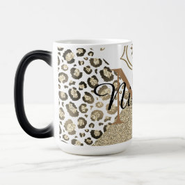 Glittery Lotus Leopard Monogram Gepersonaliseerd Magische Mok