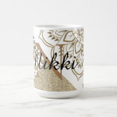 Glittery Lotus Leopard Monogram Gepersonaliseerd Magische Mok (Midden)
