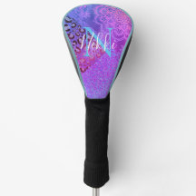 Glittery Lotus Leopard Monogram Golf Head Hoesje
