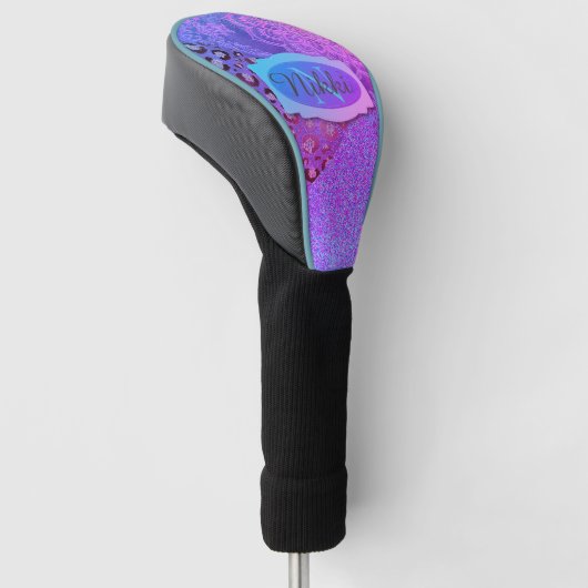 Glittery Lotus Leopard Monogram Golfheadcover (Schuin)