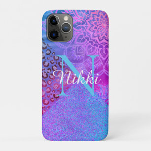 Glittery Lotus Leopard Monogram Hoesje-Mate Case-Mate iPhone Case