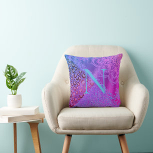 Glittery Lotus Leopard Monogram Kussen