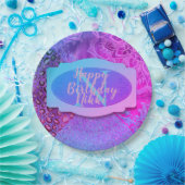 Glittery Lotus Leopard Monogram Papieren Bordje (Feest)