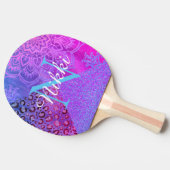 Glittery Lotus Leopard Monogram Ping Pong Paddle Tafeltennisbatje (Zijkant)