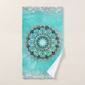 Glittery Lotus Mandala over Blauwgroen Bad Handdoek (Handdoek)