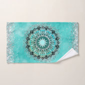 Glittery Lotus Mandala over Blauwgroen Bad Handdoek (Handdoek)