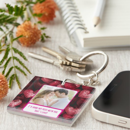 Glittery Love Deel mijn frietjes Sleutelhanger (Voorkant Rechts)