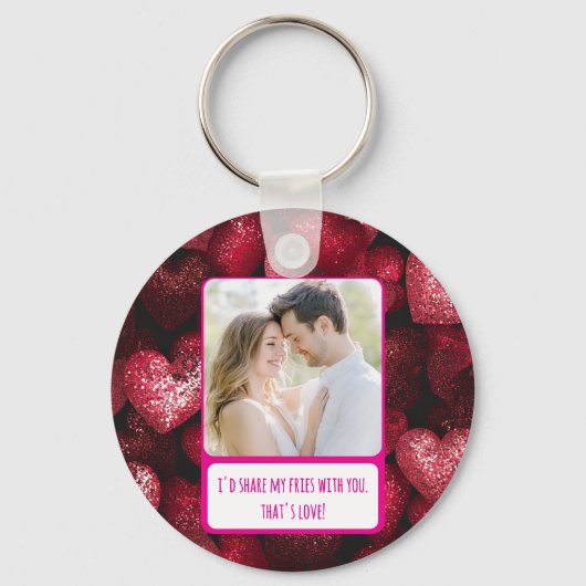 Glittery Love Deel mijn frietjes Sleutelhanger (Voorkant)