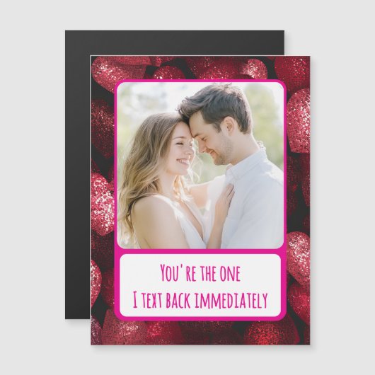 Glittery Love I Text Back Magnetische Kaart (Voorkant / Achterkant)