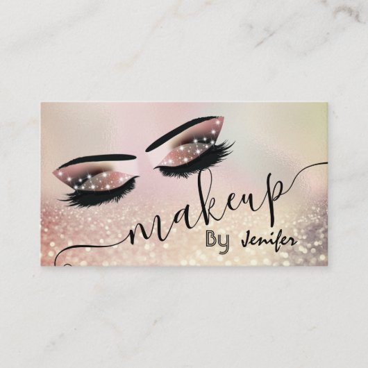 Glittery luxe make-up eye calligraphy visitekaartje (Voorkant)