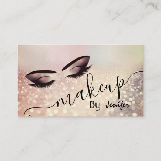 Glittery luxe make-up eye calligraphy visitekaartje (Voorkant)