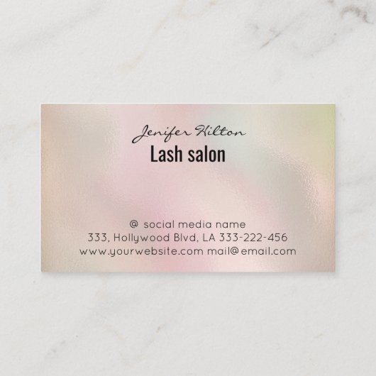 Glittery luxe make-up eye calligraphy visitekaartje (Achterkant)