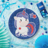 Glittery Magical, 4 juli, Unicorn Celebration Papieren Bordje (Feest)