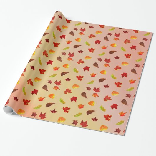 Glittery Maple Leaves Cadeaupapier (Uitgerold)