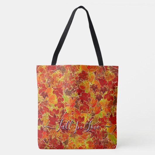 Glittery Maple Leaves in Autumn, Herfst in Liefde Tote Bag (Voorkant)