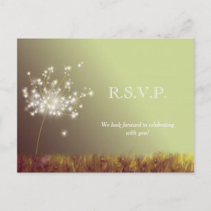 Glittery Meadow Dandelions Wedding RSVP Uitnodiging Briefkaart