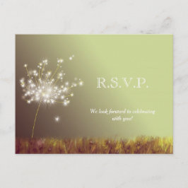Glittery Meadow Dandelions Wedding RSVP Uitnodiging Briefkaart