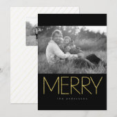 Glittery MERRY 2 Foto Feestdagenkaart (Voorkant / Achterkant)