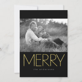 Glittery MERRY 2 Foto Feestdagenkaart