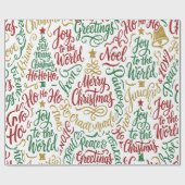 Glittery Merry Christmas and Joy Typography Cadeaupapier (Vlak)