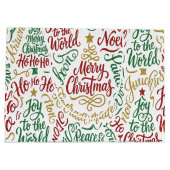Glittery Merry Christmas and Joy Typography Groot Cadeauzakje (Achterkant)