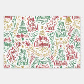 Glittery Merry Christmas and Joy Typography Inpakpapier Vel (Voorkant 2)
