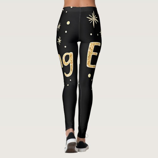 Glittery "Merry Everything" Tekst op zwart Leggings (Achterkant)