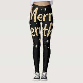 Glittery "Merry Everything" Tekst op zwart Leggings