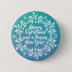 Glittery Merry kerst Pin-Button Ronde Button 5,7 Cm