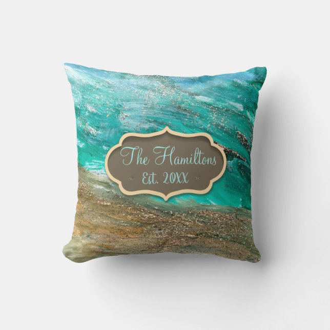 Glittery Modern Abstract Gepersonaliseerde familie Kussen (Voorkant)