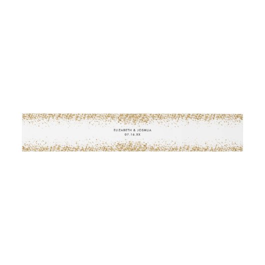 Glittery Monogram Belly Band Faux Gold Glitter Uitnodigingen Wikkel (Vlak)